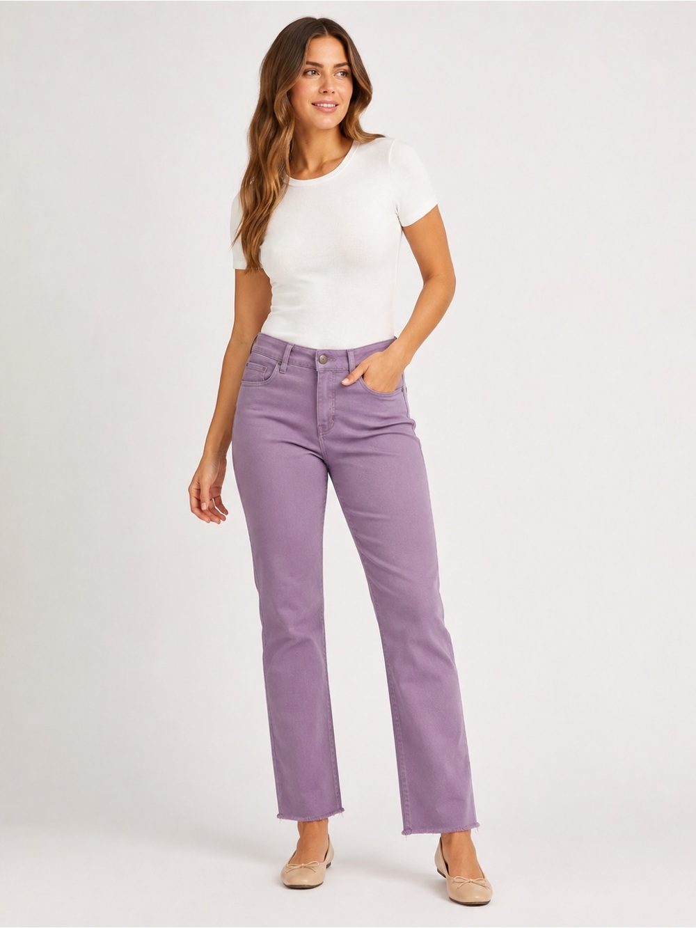 NWT Melanie Lyne Lavender Stretch Straight Leg Jeans Size 6